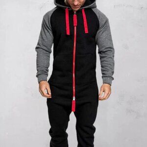 Coofandy Splicing Fleece Sports Jumpsuit
